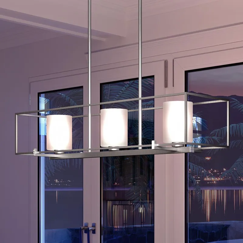 UHP3130 Minimalist Chandelier, 8.75"H x 40"W, Brushed Nickel Finish, Kennewick Collection — Urban Ambiance LED Linear Lights  3000K
