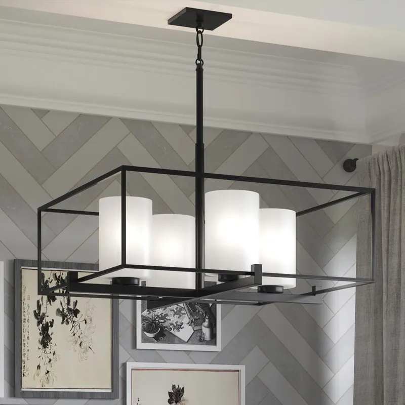 UHP3122 Minimalist Chandelier, 12.875"H x 21.625"W, Midnight Black Finish, Kennewick Collection — Urban Ambiance LED Linear Lights  3000K
