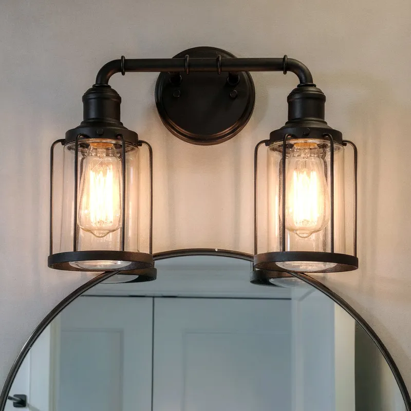 UQL3502 Luxe Industrial Bath Vanity Light, 12"H x 14.5"W, Natural Black Finish, Hillsboro Collection — Urban Ambiance LED Linear Lights  3000K