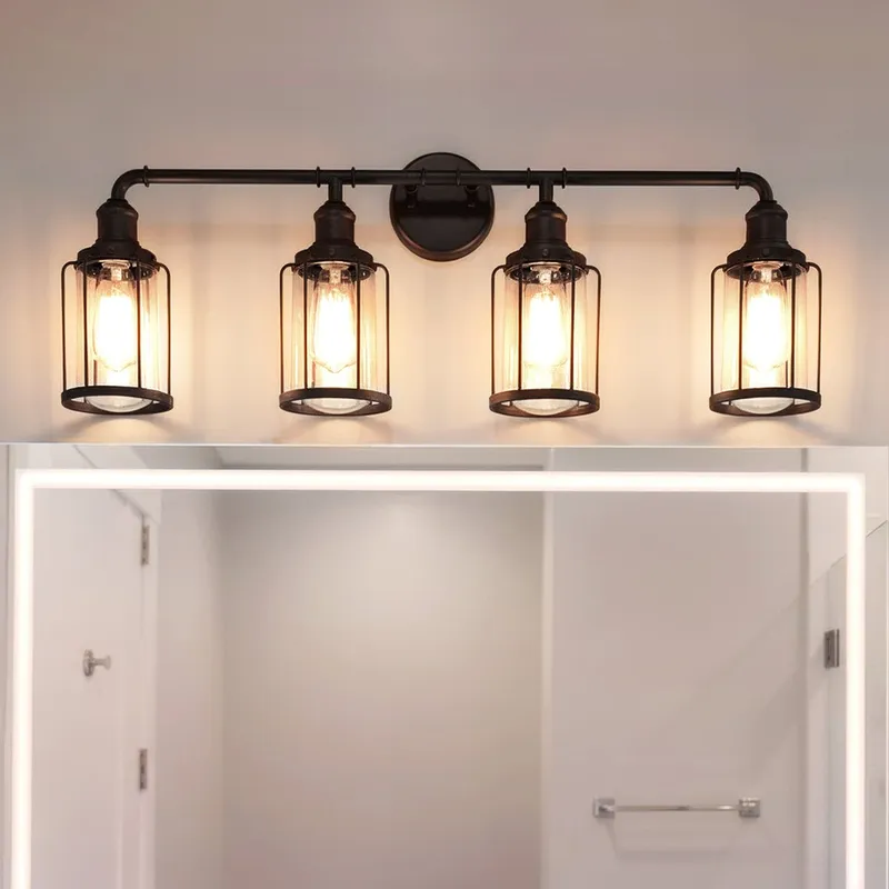 UQL3500 Luxe Industrial Bath Vanity Light, 12"H x 33.5"W, Natural Black Finish, Hillsboro Collection — Urban Ambiance LED Linear Lights  3000K