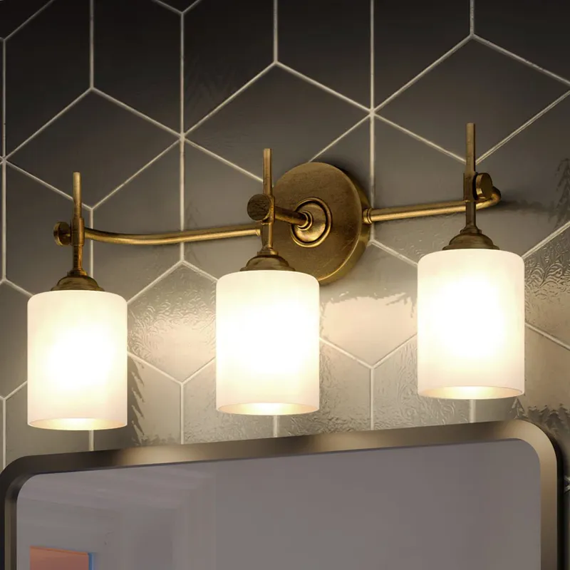 UQL3491 Mid-Century Modern Bath Vanity Light, 10"H x 22.5"W, Rustic Brass Finish, Rialto Collection — Urban Ambiance LED Linear Lights  3000K
