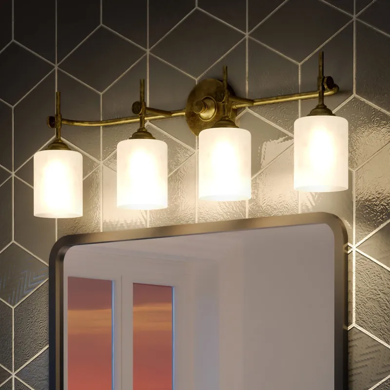 UQL3490 Mid-Century Modern Bath Vanity Light, 10"H x 31.25"W, Rustic Brass Finish, Rialto Collection — Urban Ambiance LED Linear Lights  3000K