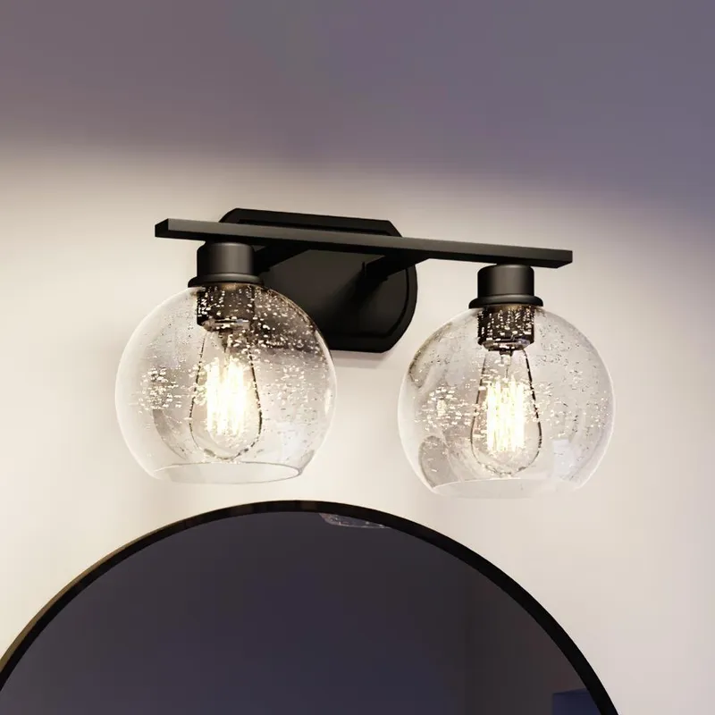 UQL3455 Utilitarian Bath Vanity Light, 8.5"H x 16.5"W, Matte Black Finish, Waterbury Collection — Urban Ambiance LED Linear Lights  3000K
