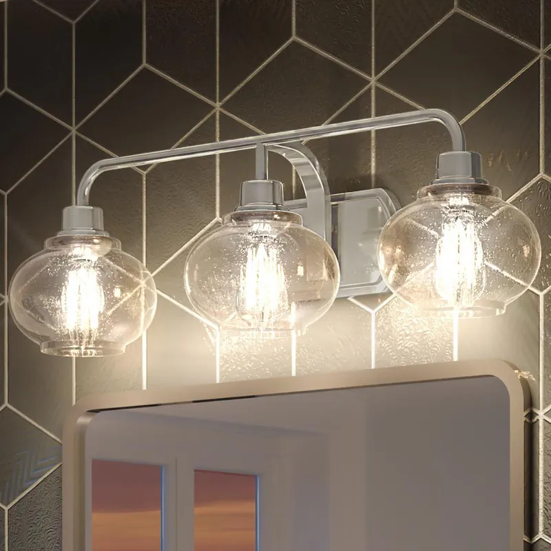 UQL3411 Utilitarian Bath Vanity Light, 8.25"H x 26.5"W, Brushed Nickel Finish, Clearwater Collection — Urban Ambiance LED Linear Lights  3000K