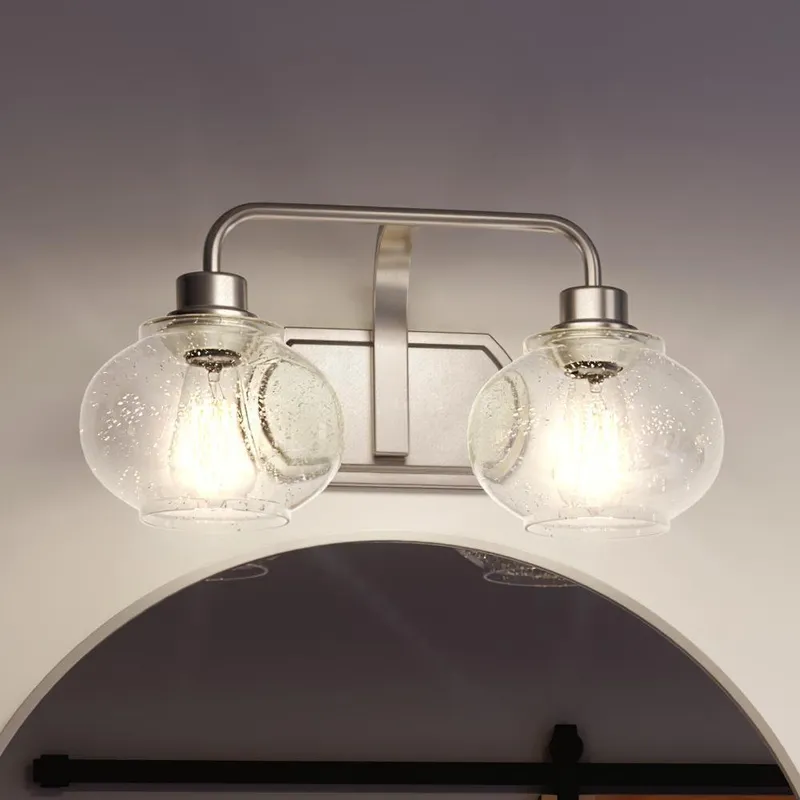 UQL3401 Utilitarian Bath Vanity Light, 8.25"H x 17.5"W, Brushed Nickel Finish, Clearwater Collection — Urban Ambiance LED Linear Lights  3000K
