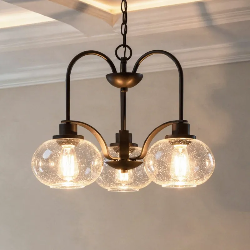 UQL3351 Utilitarian Chandelier, 16.5"H x 22"W, Dark Bronze Finish, Clearwater Collection — Urban Ambiance LED Landscape Lights  3000K