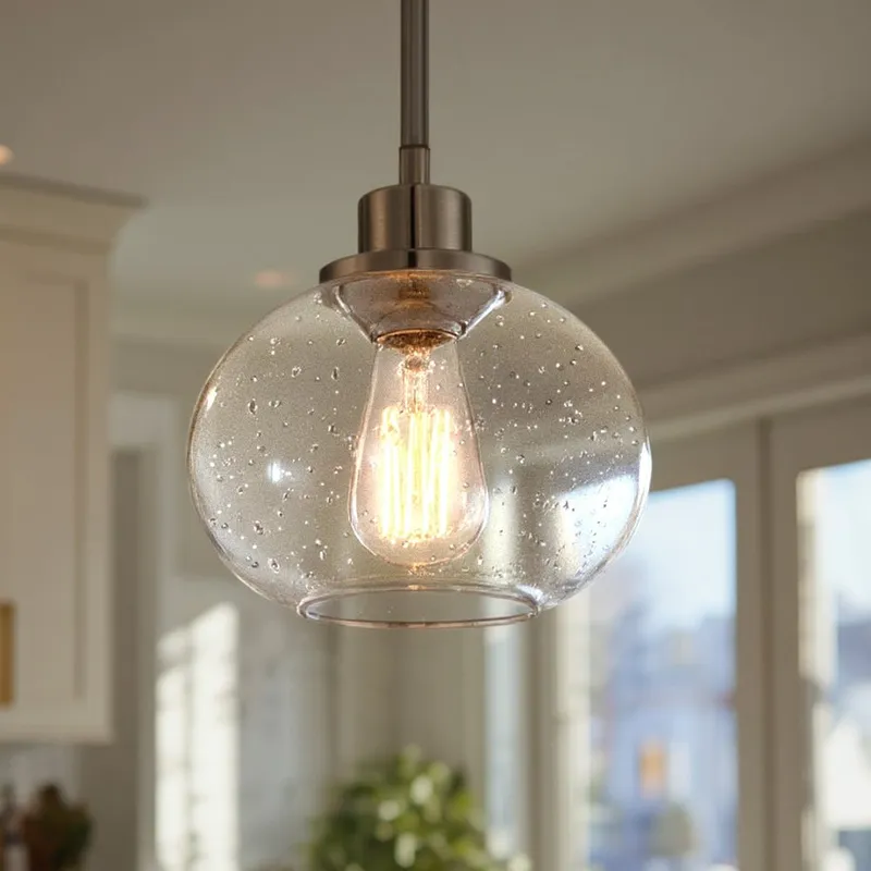 UQL3320 Utilitarian Pendant Light, 7.5"H x 8"W, Brushed Nickel Finish, Clearwater Collection — Urban Ambiance LED Landscape Lights  3000K