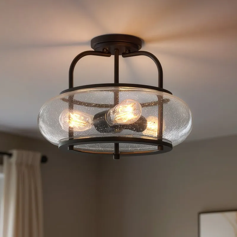UQL3311 Utilitarian Ceiling Light, 12"H x 16"W, Dark Bronze Finish, Clearwater Collection — Urban Ambiance LED Post Top Lights  3000K