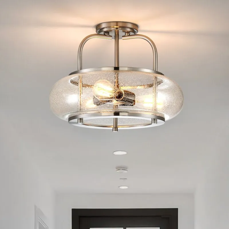 UQL3310 Utilitarian Ceiling Light, 12"H x 16"W, Brushed Nickel Finish, Clearwater Collection — Urban Ambiance LED Post Top Lights  3000K