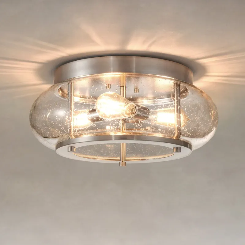 UQL3300 Utilitarian Ceiling Light, 7"H x 16"W, Brushed Nickel Finish, Clearwater Collection — Urban Ambiance LED Post Top Lights  3000K