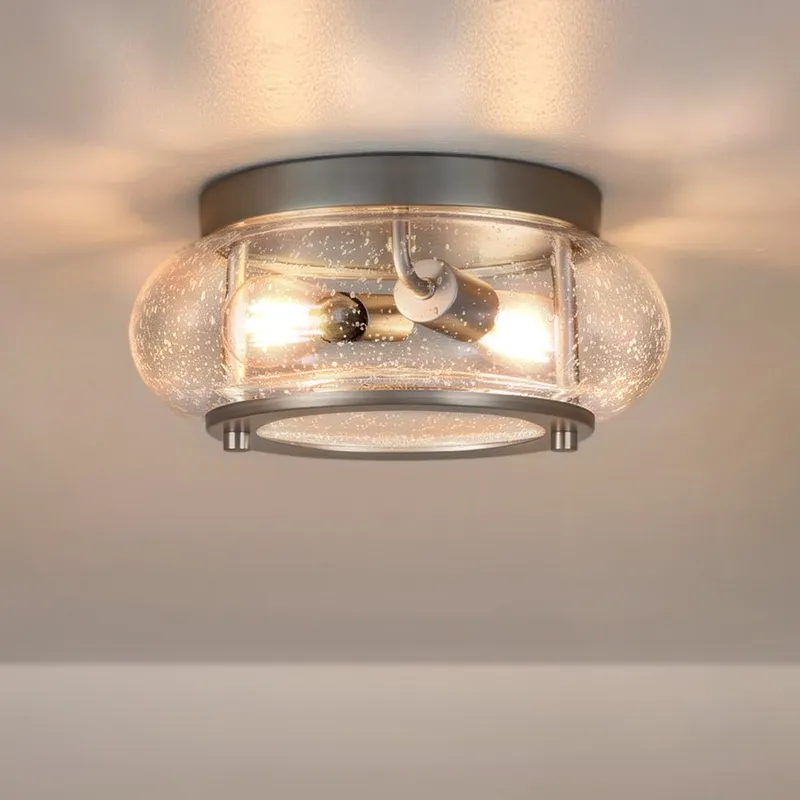 UQL3290 Utilitarian Ceiling Light, 5.75"H x 12"W, Brushed Nickel Finish, Clearwater Collection — Urban Ambiance LED Post Top Lights  3000K