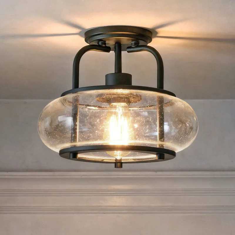 UQL3281 Utilitarian Ceiling Light, 10"H x 12"W, Dark Bronze Finish, Clearwater Collection — Urban Ambiance LED Post Top Lights  3000K