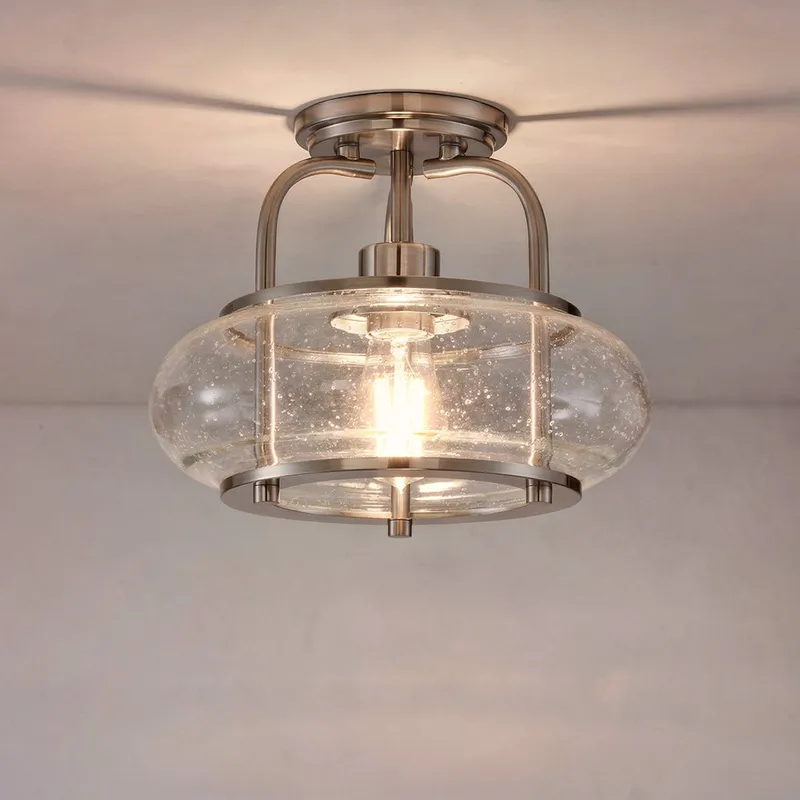 UQL3280 Utilitarian Ceiling Light, 10"H x 12"W, Brushed Nickel Finish, Clearwater Collection — Urban Ambiance LED Post Top Lights  3000K