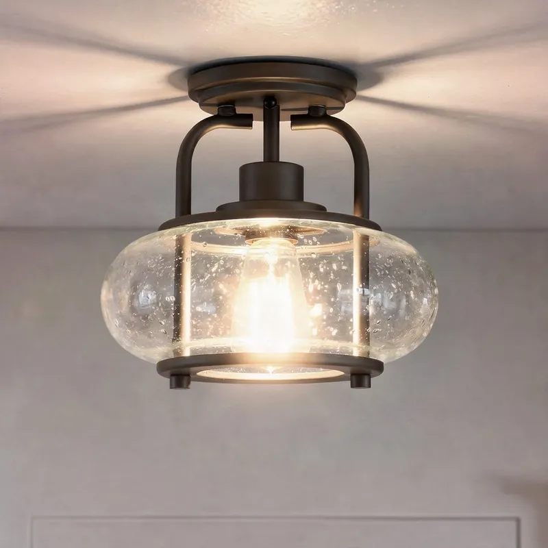 UQL3271 Utilitarian Ceiling Light, 9.28"H x 10"W, Dark Bronze Finish, Clearwater Collection — Urban Ambiance LED Post Top Lights  3000K