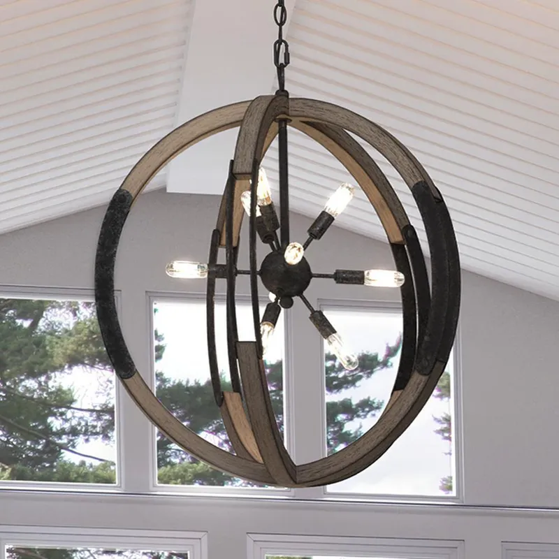 UQL3110 XL Urban Loft Chandelier, 28.75"H x 26"W, Weathered Black Finish, Abilene Collection — Urban Ambiance LED Landscape Lights  3000K