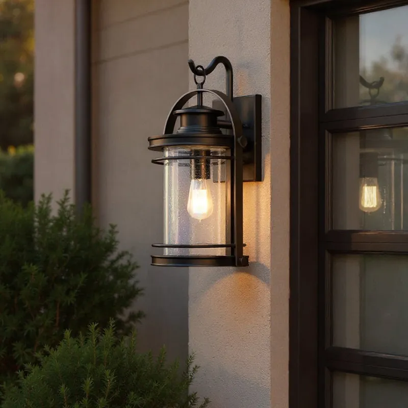 UQL1432 Nautical Outdoor Wall Light, 18.25"H x 10.75"W, Black Silk Finish, Cannes Collection — Urban Ambiance LED Wall Lights  3000K