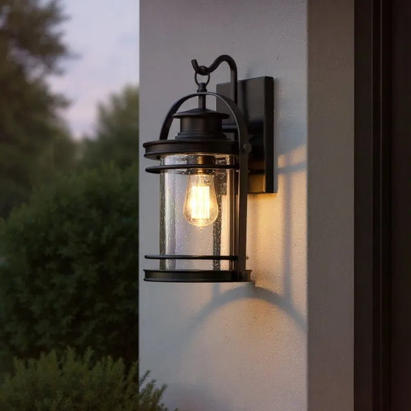 UQL1431 Nautical Outdoor Wall Light, 15"H x 9"W, Black Silk Finish, Cannes Collection — Urban Ambiance LED Wall Lights  3000K