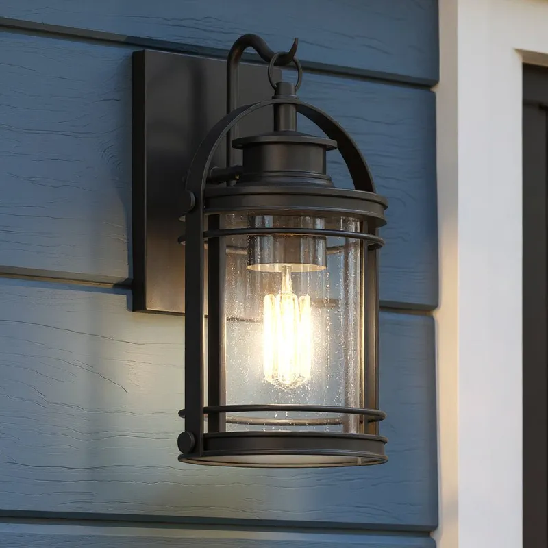 UQL1430 Nautical Outdoor Wall Light, 11.5"H x 6.75"W, Black Silk Finish, Cannes Collection — Urban Ambiance LED Wall Lights  3000K