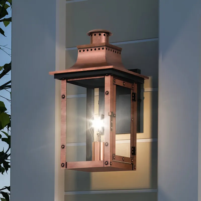 UQL1413 Vintage Outdoor Wall Light, 15.3"H x 7.75"W, Rustic Copper Finish, Longview Collection — Urban Ambiance LED Wall Lights  3000K
