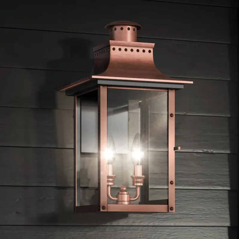 UQL1412 Vintage Outdoor Wall Light, 19"H x 10"W, Rustic Copper Finish, Longview Collection — Urban Ambiance LED Wall Lights  3000K