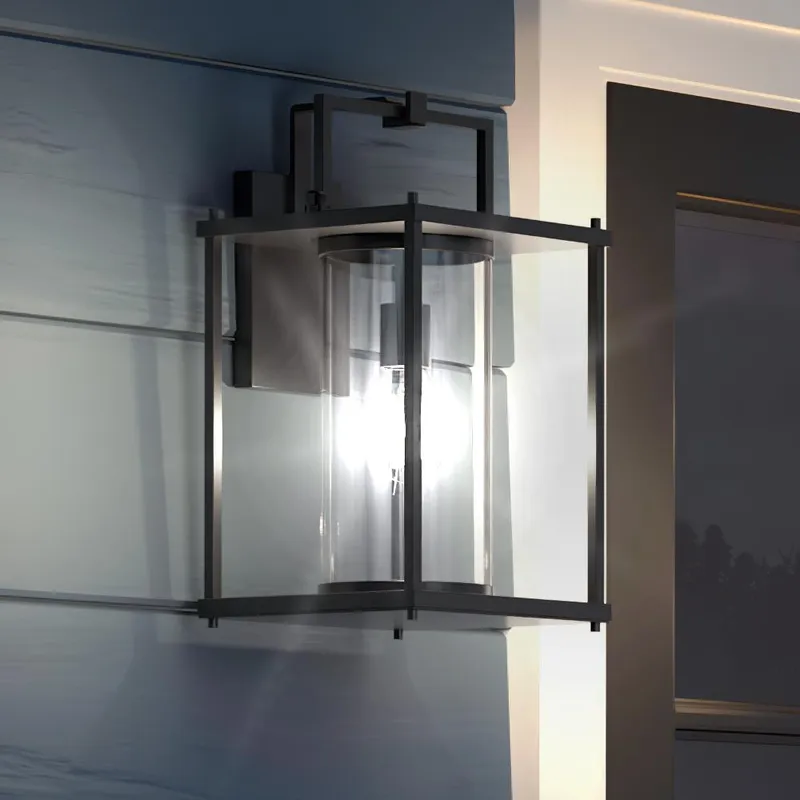 UQL1521 Mid-Century Modern Outdoor Wall Light, 17"H x 9.25"W, Matte Black Finish, Alhambra Collection — Urban Ambiance LED Wall Lights  3000K