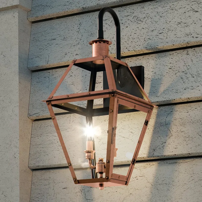 UQL1382 Historic Outdoor Wall Light, 22.5"H x 10.5"W, Rustic Copper Finish, Paris Collection — Urban Ambiance LED Linear Lights  3000K