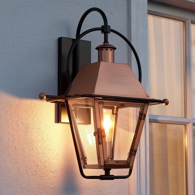 UQL1381 Historic Outdoor Wall Light, 22.5"H x 17.75"W, Rustic Copper Finish, Paris Collection — Urban Ambiance LED Linear Lights  3000K