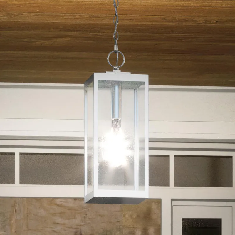 UQL1364 Modern Farmhouse Outdoor Pendant Light, 20.75"H x 7"W, Stainless Steel Finish, Quincy Collection — Urban Ambiance LED Landscape Lights  3000K