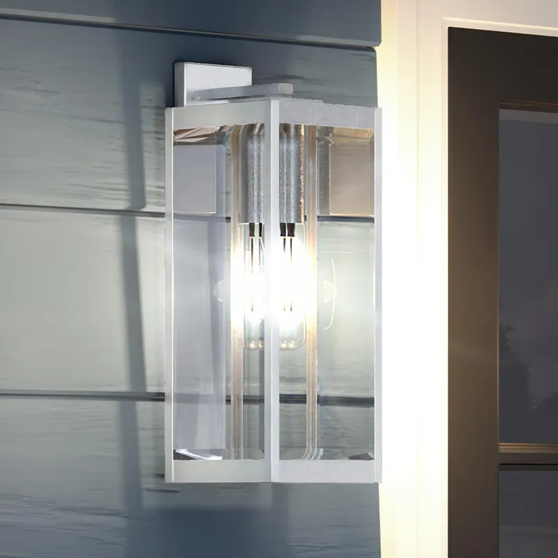 UQL1362 Modern Farmhouse Outdoor Wall Light, 20"H x 7"W, Stainless Steel Finish, Quincy Collection — Urban Ambiance LED Wall Lights  3000K