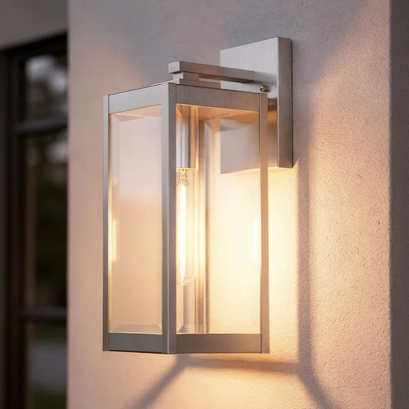 UQL1361 Modern Farmhouse Outdoor Wall Light, 17"H x 6"W, Stainless Steel Finish, Quincy Collection — Urban Ambiance LED Wall Lights  3000K
