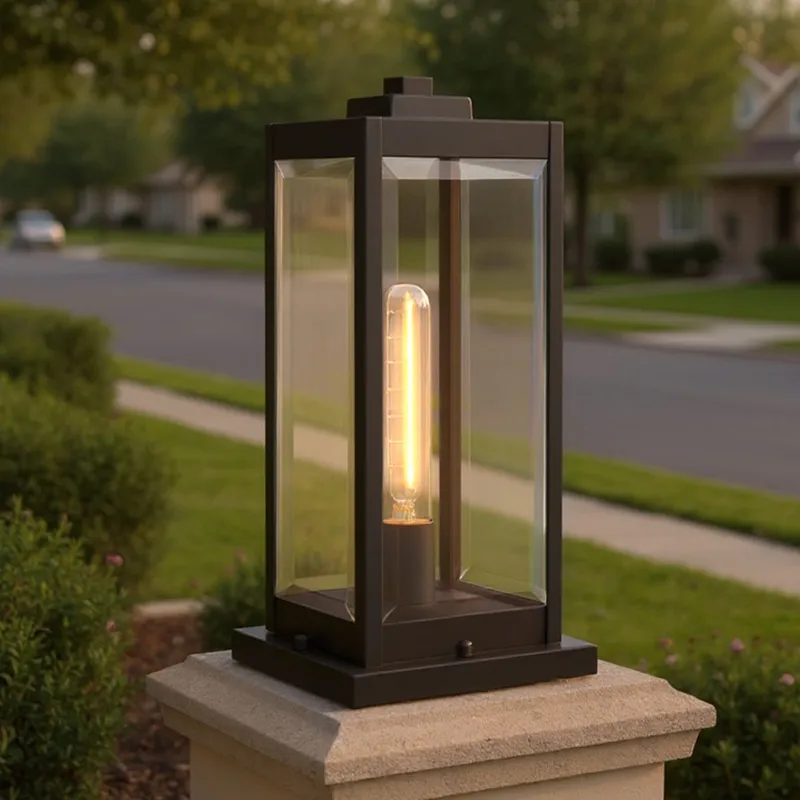 UQL1355 Modern Farmhouse Outdoor Pier Light, 16"H x 7.5"W, Estate Bronze Finish, Quincy Collection — Urban Ambiance LED Lighting Controls  3000K