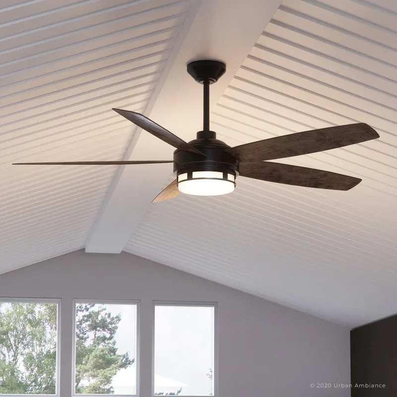 UHP9001 Modern Indoor or Outdoor Ceiling Fan, 15.6"H x 54"W, Architectural Bronze, Provincetown Collection — Urban Ambiance LED Post Top Lights 43.0W 3000K