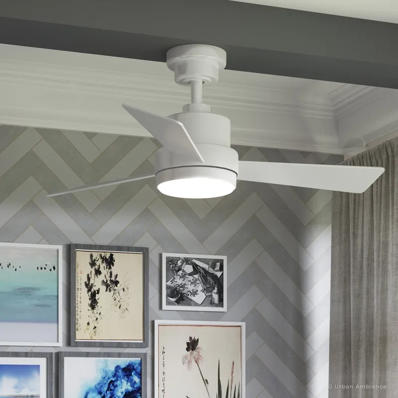 UHP9222 Modern Indoor Ceiling Fan, 15.6"H x 44"W, Matte White, Capitola Collection — Urban Ambiance LED Post Top Lights 26.0W 3000K