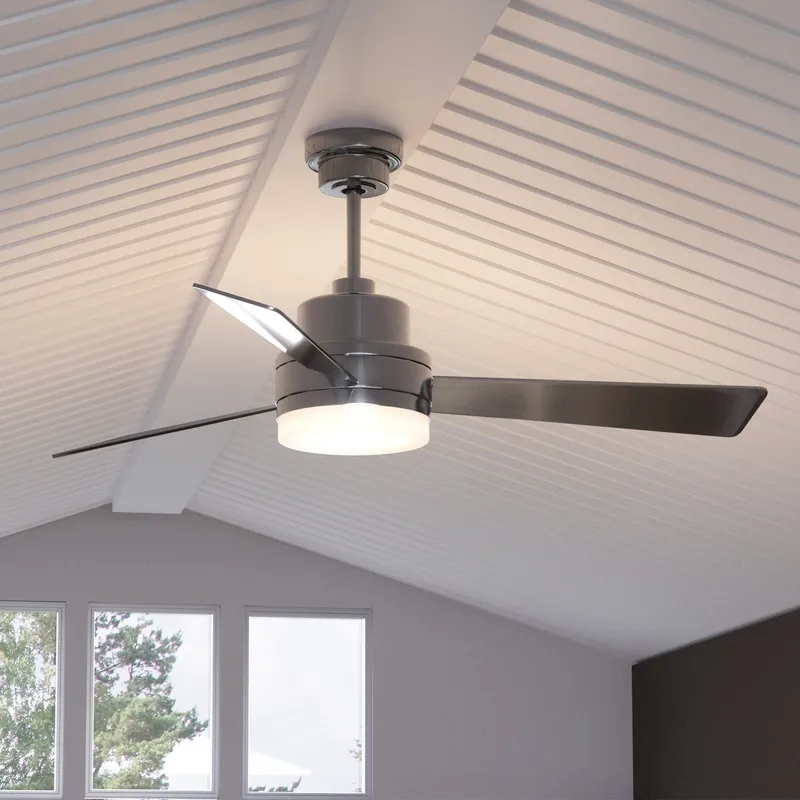 UHP9210 Modern Indoor Ceiling Fan, 15.8"H x 52"W, Brushed Nickel, Capitola Collection — Urban Ambiance LED Post Top Lights 64.0W 3000K