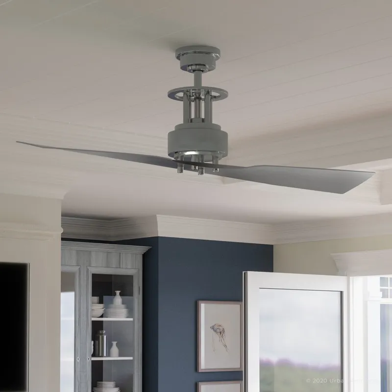 UHP9202 Cosmopolitan Indoor Ceiling Fan, 18.1"H x 56"W, Brushed Nickel, Jamestown Collection — Urban Ambiance LED Post Top Lights 32.0W 