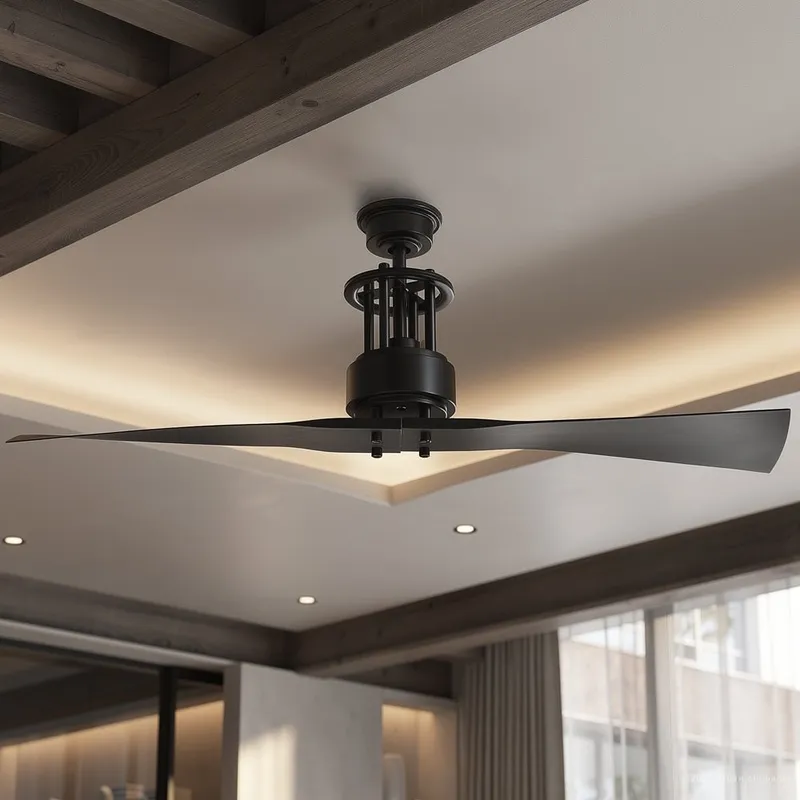 UHP9201 Luxe Industrial Indoor Ceiling Fan, 18.1"H x 56"W, Charcoal, Jamestown Collection — Urban Ambiance LED Post Top Lights 32.0W 