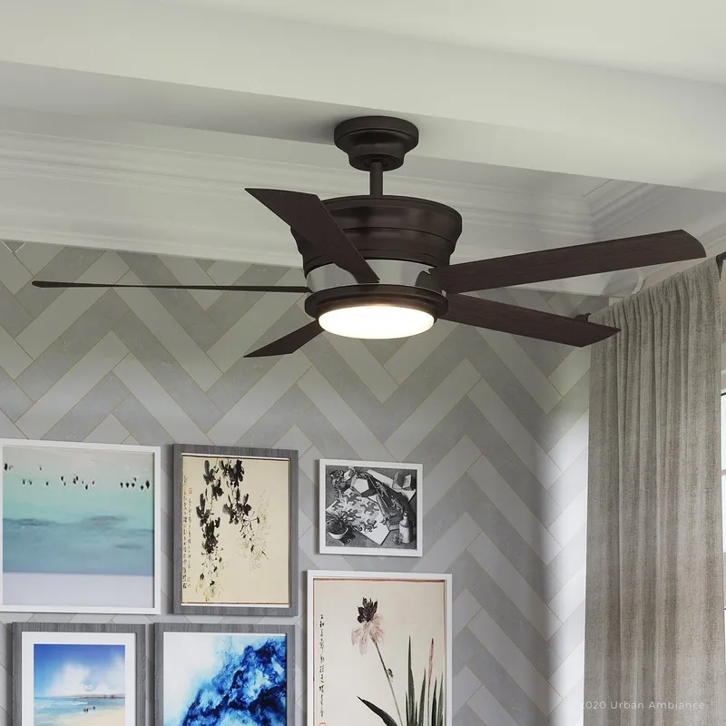 UHP9121 Contemporary Indoor Ceiling Fan, 15.5"H x 54"W, Charcoal, Newport Collection — Urban Ambiance LED Post Top Lights 66.0W 3000K