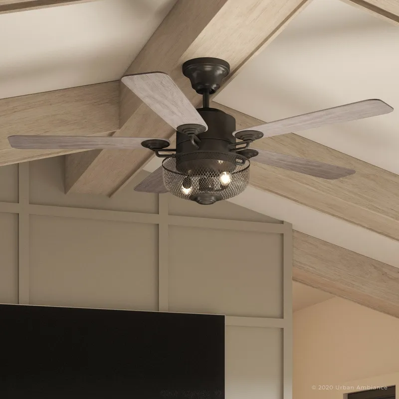UHP9100 Vintage Indoor Ceiling Fan, 20"H x 54"W, Olde Iron, Southport Collection — Urban Ambiance LED Post Top Lights 64.0W 3000K