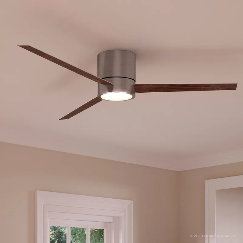UHP9070 Modern Indoor Ceiling Fan, 9.9"H x 56"W, Brushed Nickel, Camden Collection — Urban Ambiance LED Post Top Lights 55.0W 3000K