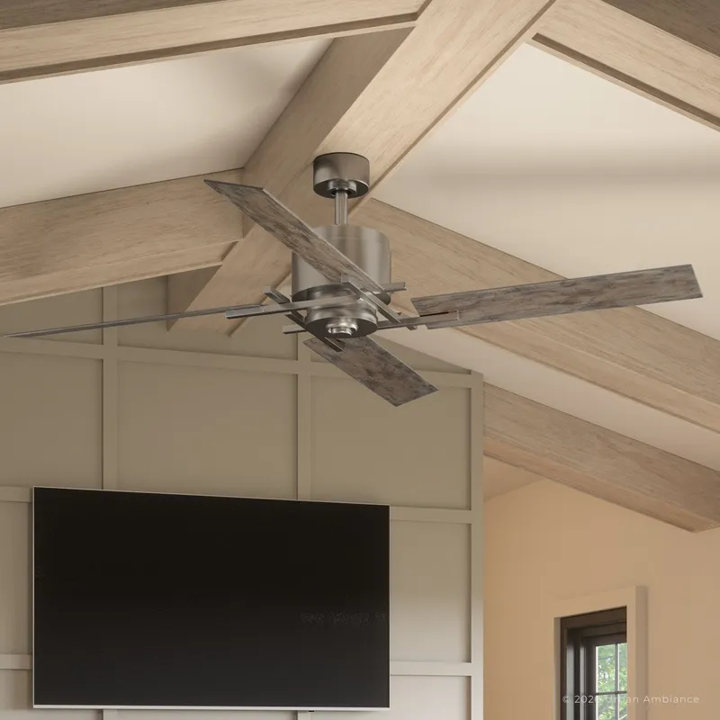 UHP9061 Urban Loft Indoor Ceiling Fan, 15.4"H x 56"W, Aged Nickel, Amelia Collection — Urban Ambiance LED Post Top Lights 21.0W 