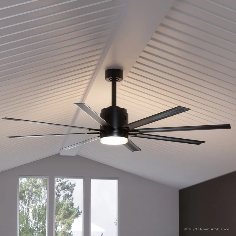 UHP9050 Urban Loft Indoor / Outdoor Ceiling Fan, 16.8"H x 72"W, Midnight Black, Chatham Collection — Urban Ambiance LED Post Top Lights 28.0W 3000K