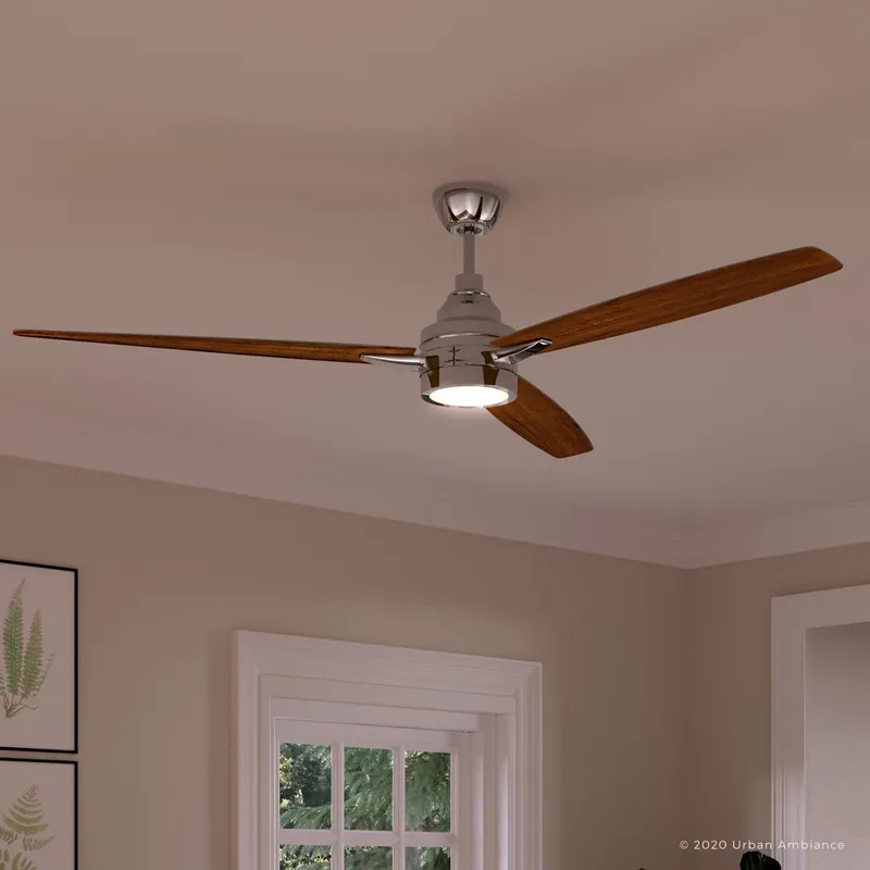 UHP9043 Mid Century Modern  Indoor Ceiling Fan, 13.1"H x 60"W, Polished Chrome, Tybee Collection — Urban Ambiance LED Post Top Lights 75.0W 3000K