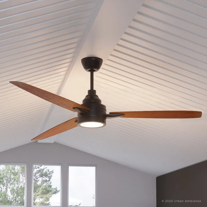 UHP9042 Mid Century Modern  Indoor Ceiling Fan, 13.1"H x 60"W, Olde Bronze, Tybee Collection — Urban Ambiance LED Post Top Lights 75.0W 3000K