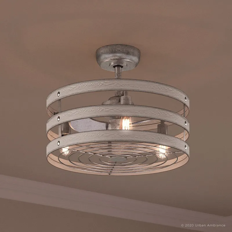 UHP9030 Modern Farmhouse Indoor Ceiling Fan, 18.1"H x 23.5"W, Galvanized Steel, Adelaide Collection — Urban Ambiance LED Post Top Lights 39.0W 3000K