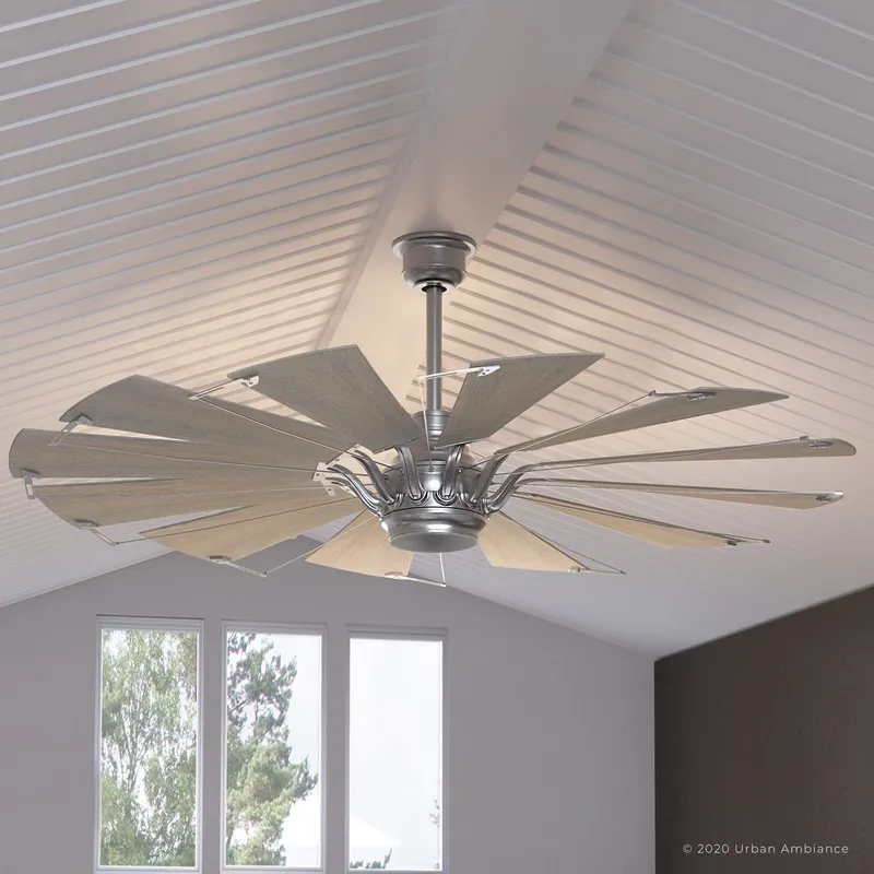 UHP9021 Traditional Indoor Ceiling Fan, 17.3"H x 60"W, Aged Nickel, Saybrook Collection — Urban Ambiance LED Post Top Lights 32.0W 