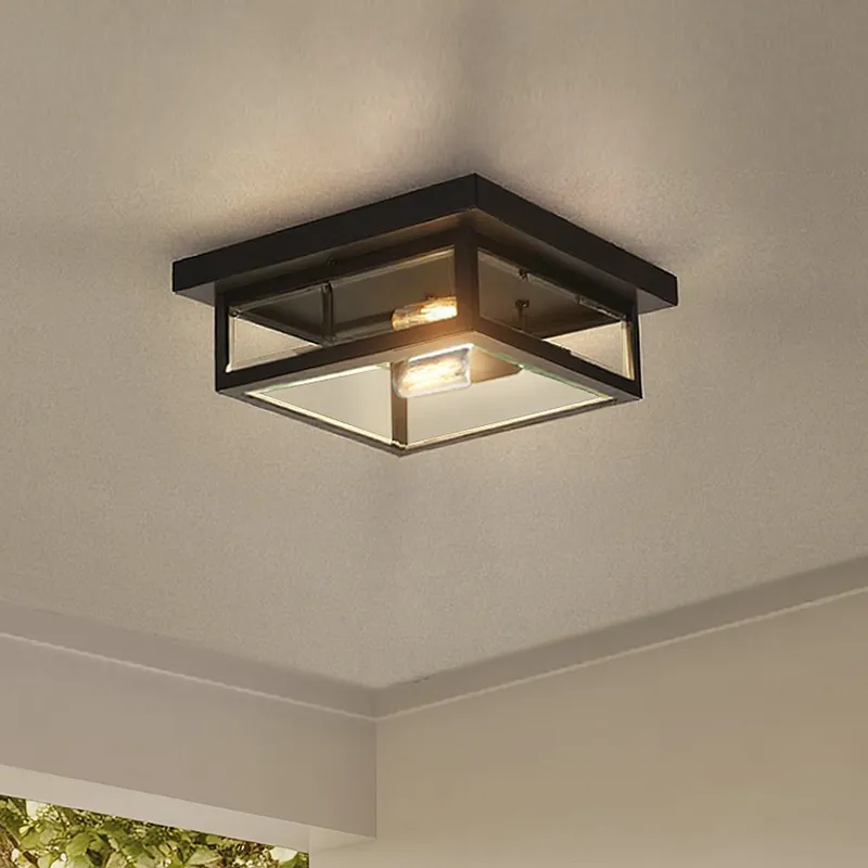 UQL1335 Farmhouse Outdoor Ceiling Light, 4"H x 12"W, Black Finish, Quincy Collection — Urban Ambiance LED Post Top Lights  3000K