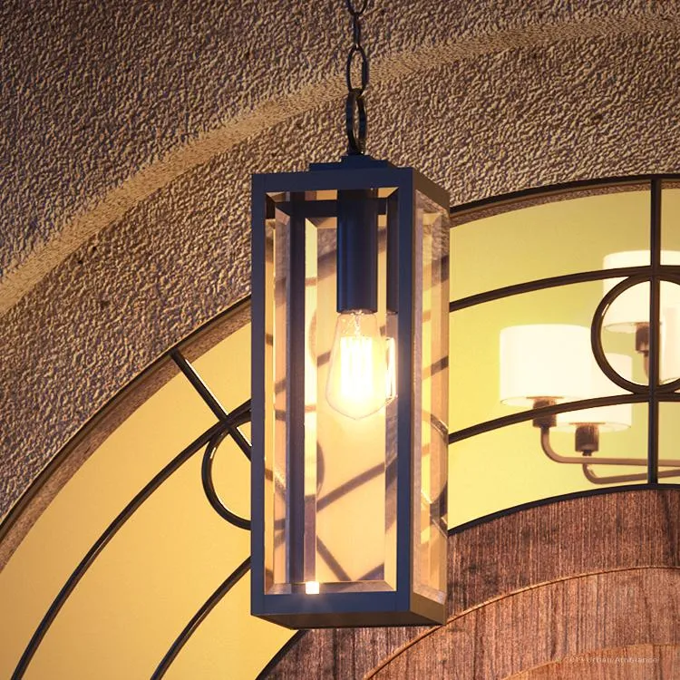 UQL1334 Farmhouse Outdoor Pendant Light, 20.75"H x 7"W, Black Finish, Quincy Collection — Urban Ambiance LED Landscape Lights  3000K