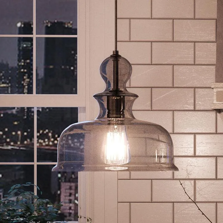 UHP3041 Modern Farmhouse Farmhouse Pendant Light, 11-1/4" x 12", Charcoal Finish, Dundee Collection — Urban Ambiance LED Landscape Lights 12.0W 3000K