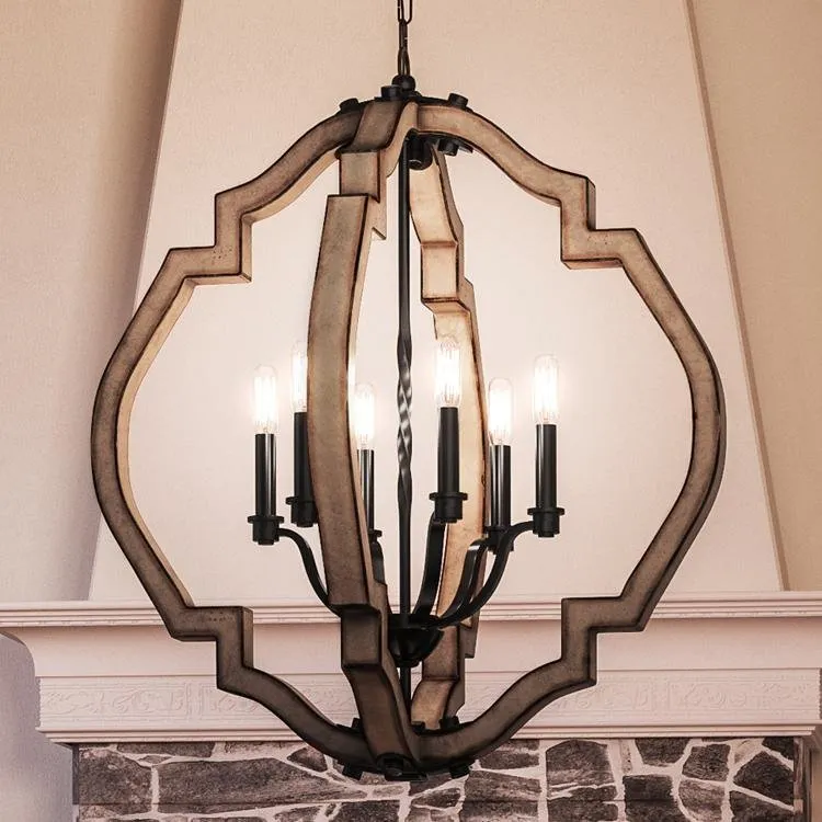 UHP3031 Rustic Chandelier, 32-1/2" x 30", Olde Iron Finish, Wycombe Collection — Urban Ambiance LED Landscape Lights 30.0W 3000K
