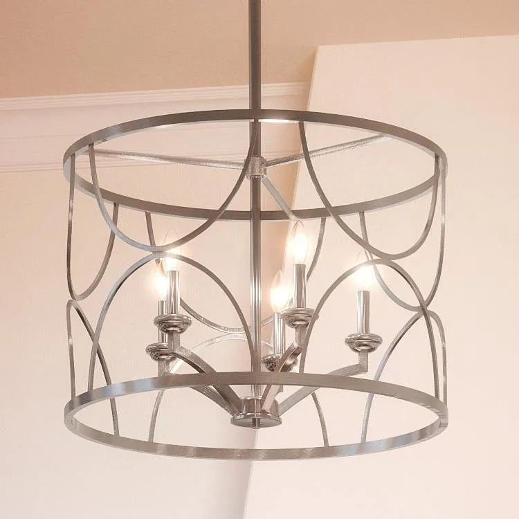 UHP2913 French Rustic Rustic Chandelier, 16" x 23", Antique Silver Finish, Breda Collection — Urban Ambiance LED Landscape Lights 23.0W 3000K